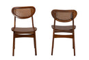 Bentley Walnut Brown and Rattan 2Pc Dining Chair Set Baxton