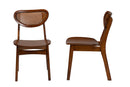 Bentley Walnut Brown and Rattan 2Pc Dining Chair Set Baxton