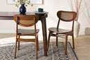 Bentley Walnut Brown and Rattan 2Pc Dining Chair Set Baxton