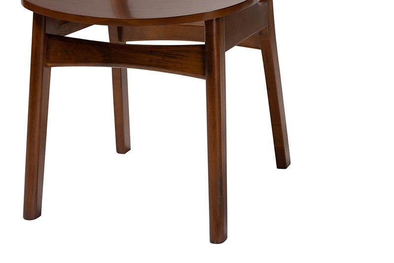 Eridian Walnut Brown and Woven Rattan 5-Piece Dining Set Baxton