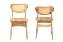 Madrona Oak Brown and Rattan 2Pc Dining Chair Set Baxton