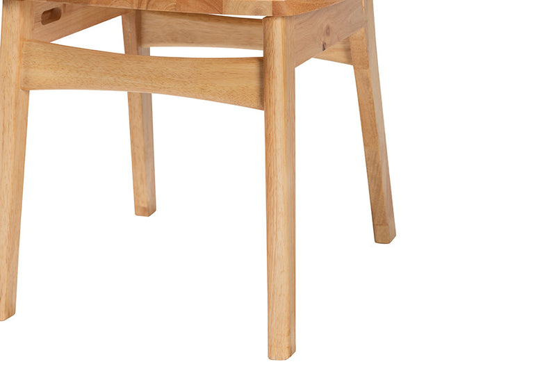 Madrona Oak Brown and Rattan 2Pc Dining Chair Set Baxton