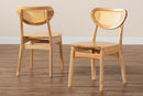 Madrona Oak Brown and Rattan 2Pc Dining Chair Set Baxton