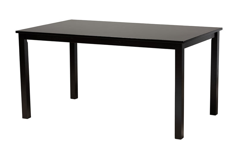 Kenyon Dark Brown and Rattan 7-Piece Dining Set Baxton