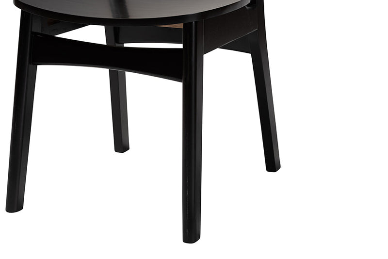 Damara Dark Brown and Rattan 5-Piece Dining Set Baxton