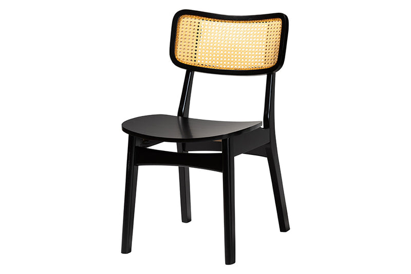 Damara Dark Brown and Rattan 7-Piece Dining Set Baxton
