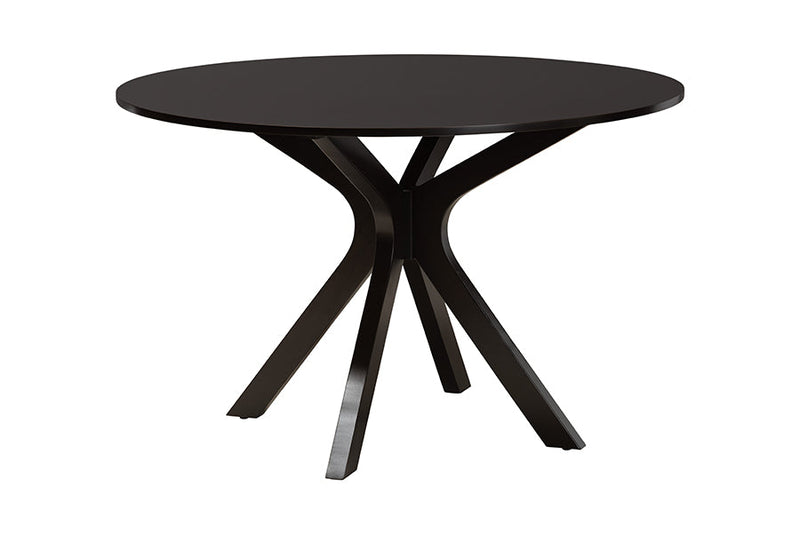 Damara Dark Brown and Rattan 7-Piece Dining Set Baxton