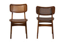 Iglehart Walnut Brown and Rattan 2Pc Dining Chair Set Baxton