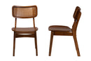 Iglehart Walnut Brown and Rattan 2Pc Dining Chair Set Baxton