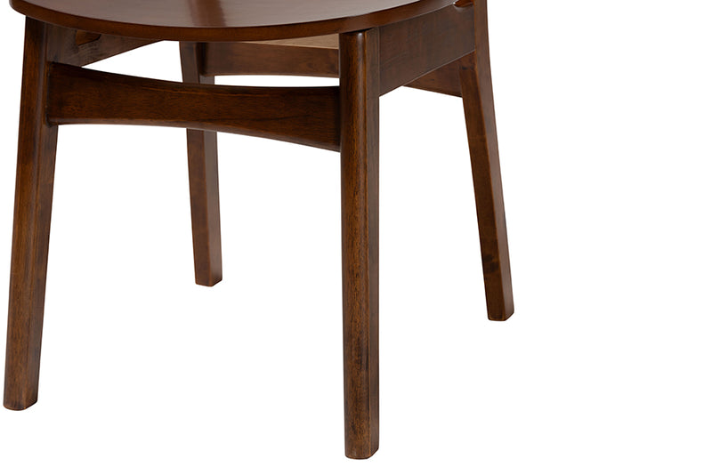 Iglehart Mid-Century Modern Walnut Brown Finished Wood and Rattan 2-Piece Dining Chair Set