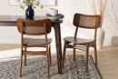 Iglehart Walnut Brown and Rattan 2Pc Dining Chair Set Baxton