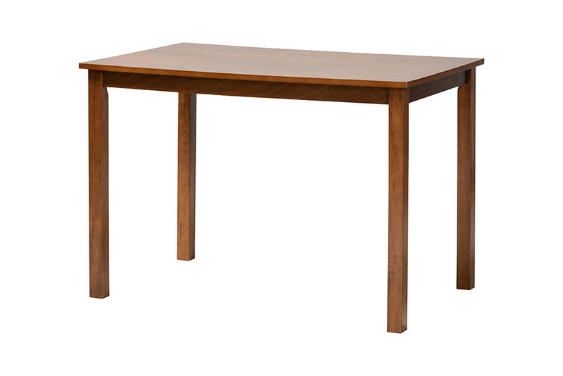 Kenyon Walnut Brown and Rattan 5-Piece Dining Set Baxton