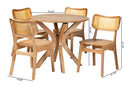 Hildon Oak Brown and Rattan 5-Piece Dining Set Baxton