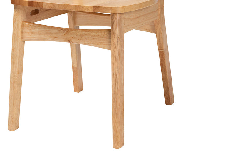 Hildon Oak Brown and Rattan 5-Piece Dining Set Baxton