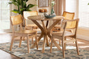 Hildon Oak Brown and Rattan 5-Piece Dining Set Baxton