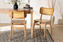 Elitia Oak Brown and Rattan 2Pc Dining Chair Set Baxton