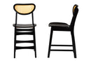 Bentley Dark Brown and Rattan 2Pc Counter Stool Set Baxton