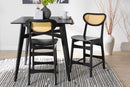 Bentley Dark Brown and Rattan 2Pc Counter Stool Set Baxton
