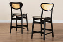 Bentley Dark Brown and Rattan 2Pc Counter Stool Set Baxton