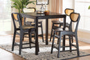 Bentley Dark Brown and Rattan 5-Piece Pub Set Baxton
