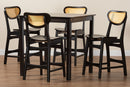 Bentley Dark Brown and Rattan 5-Piece Pub Set Baxton
