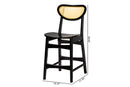 Bentley Dark Brown and Rattan 2Pc Counter Stool Set Baxton
