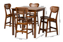 Bentley Walnut Brown and Rattan 5-Piece Pub Set Baxton