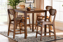 Bentley Walnut Brown and Rattan 5-Piece Pub Set Baxton
