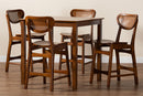 Bentley Walnut Brown and Rattan 5-Piece Pub Set Baxton