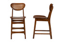 Bentley Walnut Brown and Rattan 2Pc Counter Stool Set Baxton