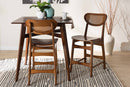 Bentley Walnut Brown and Rattan 2Pc Counter Stool Set Baxton