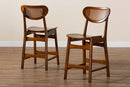 Bentley Walnut Brown and Rattan 2Pc Counter Stool Set Baxton