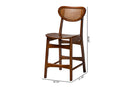 Bentley Walnut Brown and Rattan 2Pc Counter Stool Set Baxton