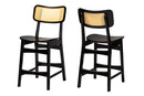 Iglehart Dark Brown and Rattan 2Pc Counter Stool Set Baxton