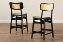 Iglehart Dark Brown and Rattan 2Pc Counter Stool Set Baxton
