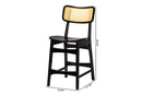 Iglehart Dark Brown and Rattan 2Pc Counter Stool Set Baxton