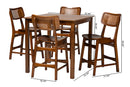 Iglehart Walnut Brown and Rattan Pub Set Baxton