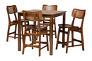 Iglehart Walnut Brown and Rattan Pub Set Baxton