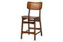 Iglehart Walnut Brown and Rattan Pub Set Baxton