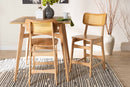 Elitia Oak Brown and Rattan 2Pc Counter Stool Set Baxton