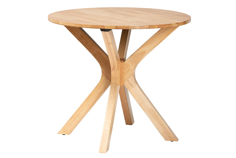 Battersby Modern Natural Brown 34-Inch-Wide Round Wood Dining Table Baxton