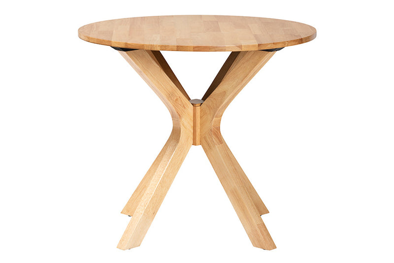 Battersby Modern Natural Brown 34-Inch-Wide Round Wood Dining Table Baxton