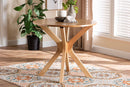 Battersby Modern Natural Brown 34-Inch-Wide Round Wood Dining Table Baxton