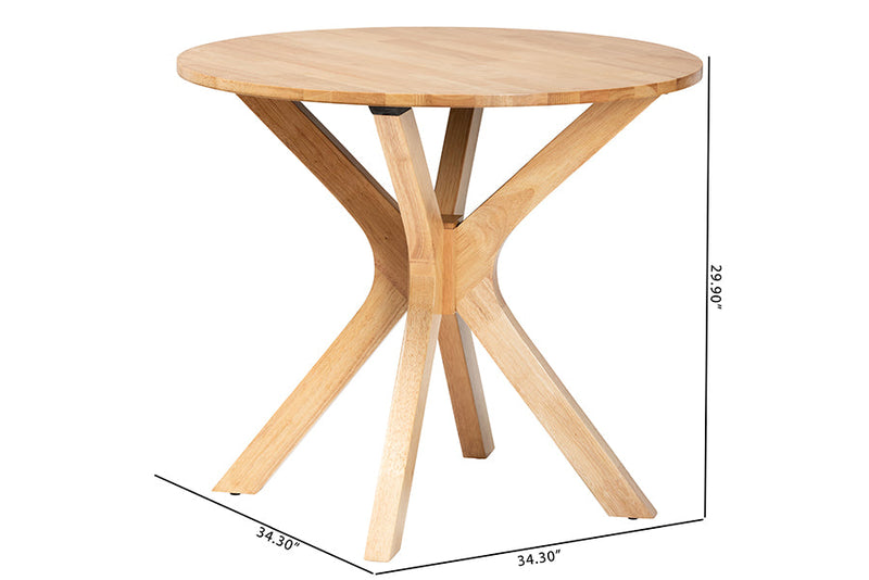 Battersby Modern Natural Brown 34-Inch-Wide Round Wood Dining Table Baxton