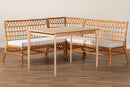 Keswick Honey Rattan 4Pc Dining Nook Set Baxton
