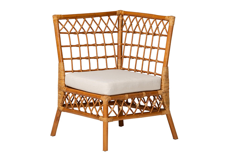 Keswick Modern Bohemian Honey Rattan 4-Piece Dining Nook Set