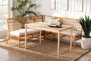 Keswick Honey Rattan 4Pc Dining Nook Set Baxton