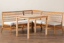 Caine Honey Rattan 4Pc Dining Nook Set Baxton