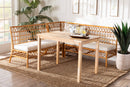 Caine Honey Rattan 4Pc Dining Nook Set Baxton