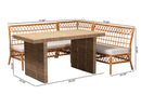 Marlisa Honey Rattan 4Pc Dining Nook Set Baxton